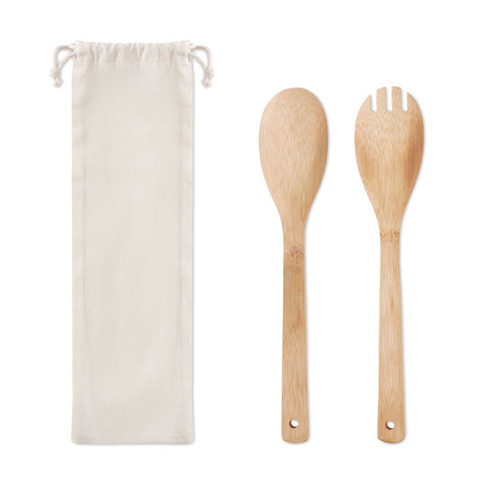 Logo trade corporate gifts image of: Set bamboo utensils salad