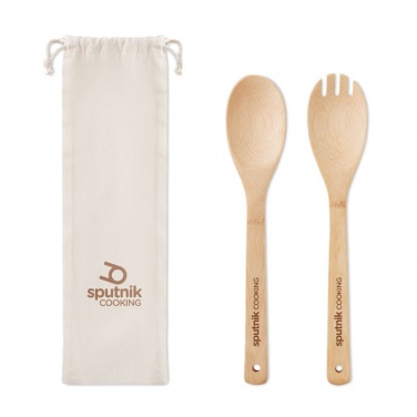 Logo trade promotional giveaways picture of: Set bamboo utensils salad