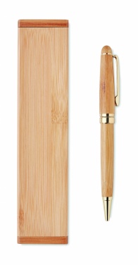 Logo trade promotional items image of: Bamboo twist ball pen in box