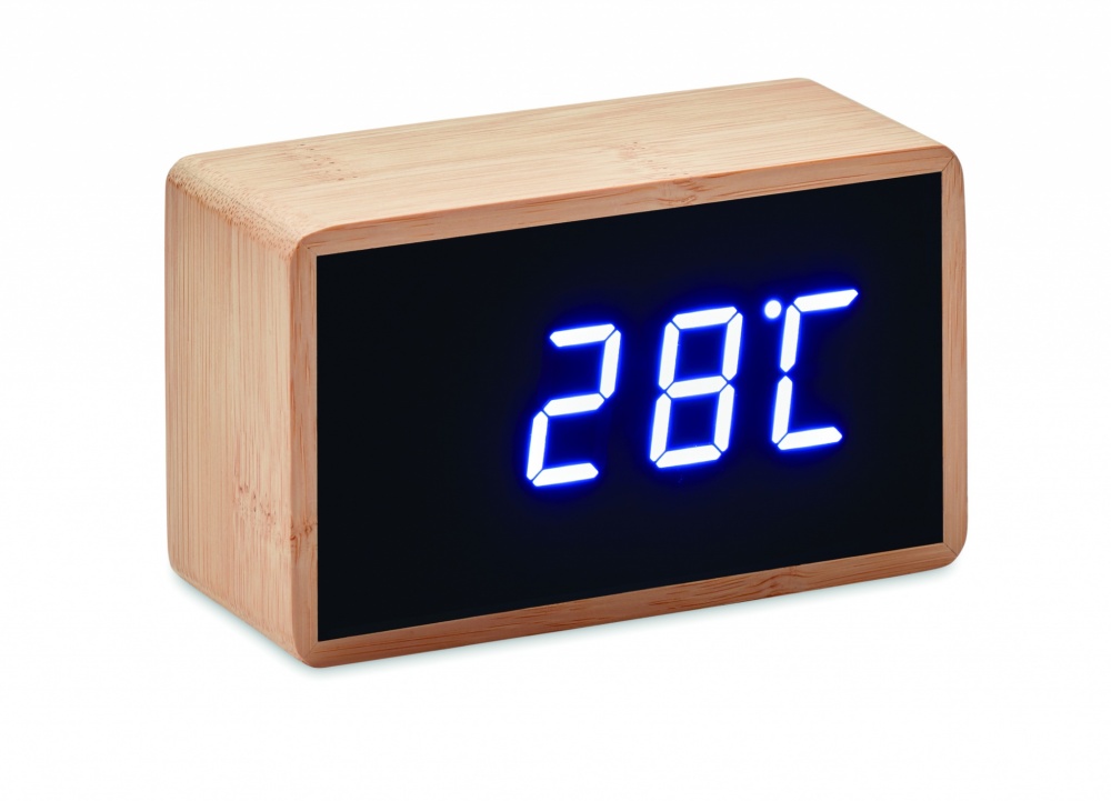 Logotrade advertising product image of: LED alarm clock bamboo casing Düsseldorf