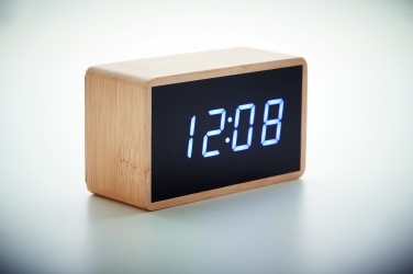 Logo trade promotional gift photo of: LED alarm clock bamboo casing Düsseldorf