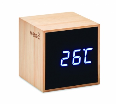 Logotrade corporate gift image of: LED alarm clock bamboo casing Dortmund