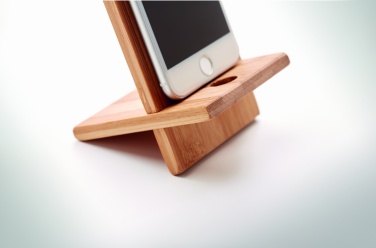 Logo trade promotional giveaway photo of: Bamboo phone stand/ holder WHIPPY