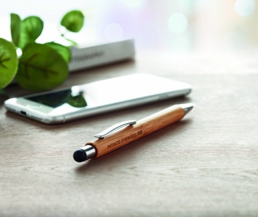 Logo trade promotional giveaways picture of: Bamboo ballpoint pen with blue ink