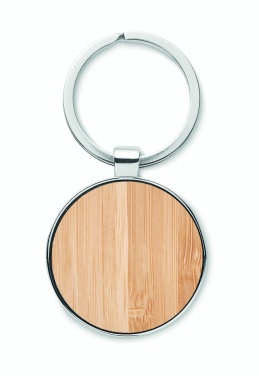 Logo trade advertising products picture of: Round key ring metal bamboo Dobele