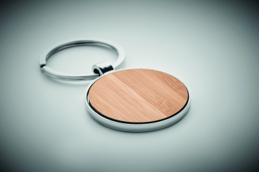 Logotrade promotional gift picture of: Round key ring metal bamboo Dobele