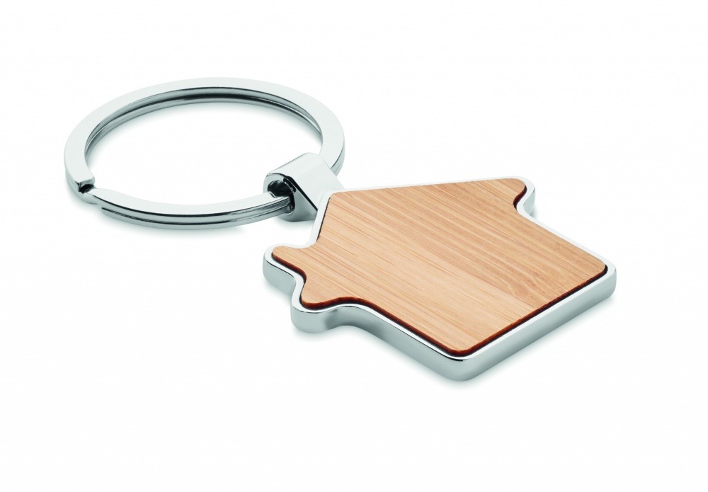 Logotrade promotional product image of: House key ring metal bamboo NORDIC