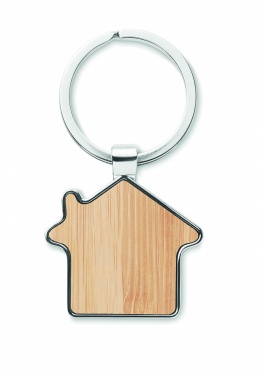 Logo trade business gift photo of: House key ring metal bamboo NORDIC