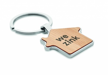 Logo trade advertising product photo of: House key ring metal bamboo NORDIC