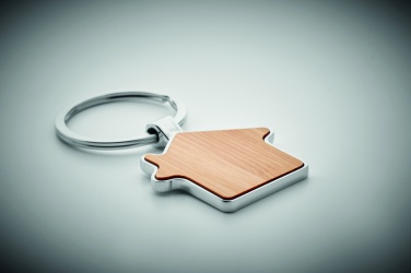 Logo trade corporate gifts image of: House key ring metal bamboo NORDIC