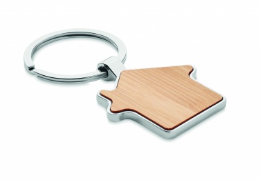 Logo trade promotional items image of: House key ring metal bamboo NORDIC