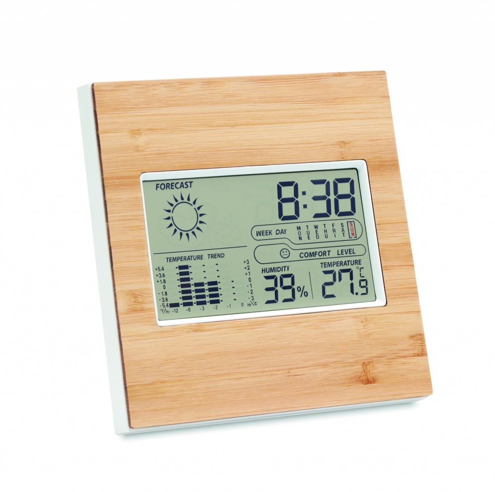 Logotrade advertising product image of: Weather station bamboo front TURKU