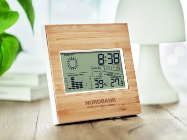 Logo trade corporate gifts picture of: Weather station bamboo front TURKU