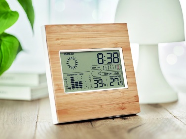 Logo trade promotional giveaway photo of: Weather station bamboo front TURKU