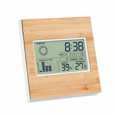 Logo trade promotional merchandise picture of: Weather station bamboo front TURKU