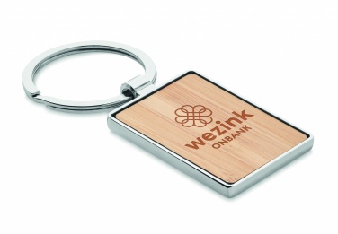 Logo trade business gift photo of: Rectangular key ring bamboo WEST