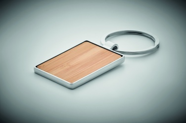 Logo trade promotional giveaways image of: Rectangular key ring bamboo