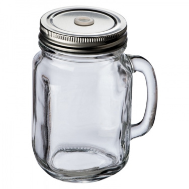 Logo trade promotional items picture of: Drinking glass with handle and lid TREVISO 450 ml