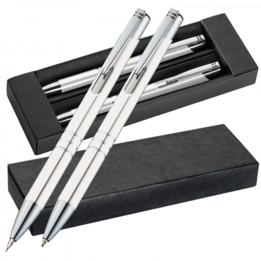 Logo trade promotional merchandise picture of: Metal writing set CLAREMONT