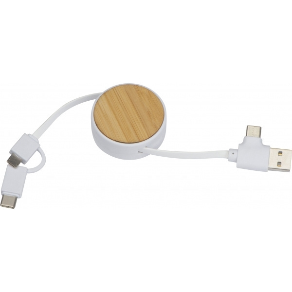 Logo trade promotional merchandise picture of: Bamboo charging cable GRONINGEN