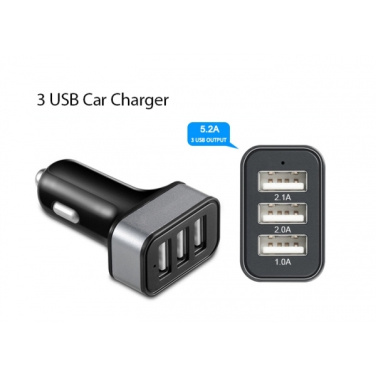 Logotrade promotional gift picture of: Car Charger with 3 USB ports