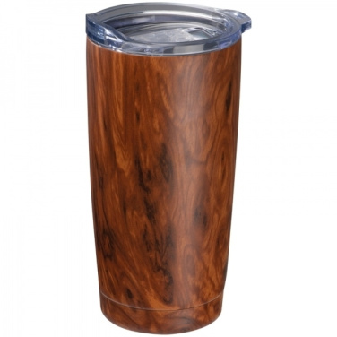 Logo trade advertising products image of: Stainless steel mug with wooden look COSTA RICA 550 ml