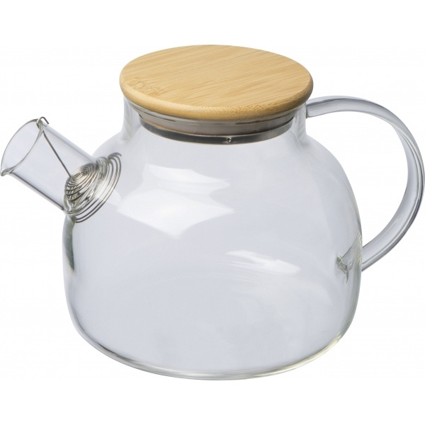 Logotrade promotional product picture of: Glass jug with bamboo lid FRANKFURT 1000ml