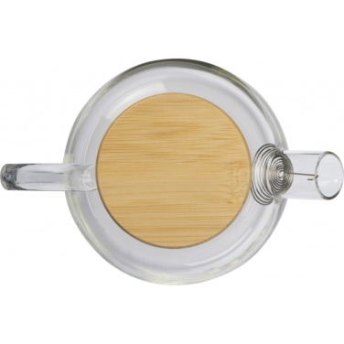 Logotrade promotional gift picture of: Glass jug with bamboo lid FRANKFURT 1000ml