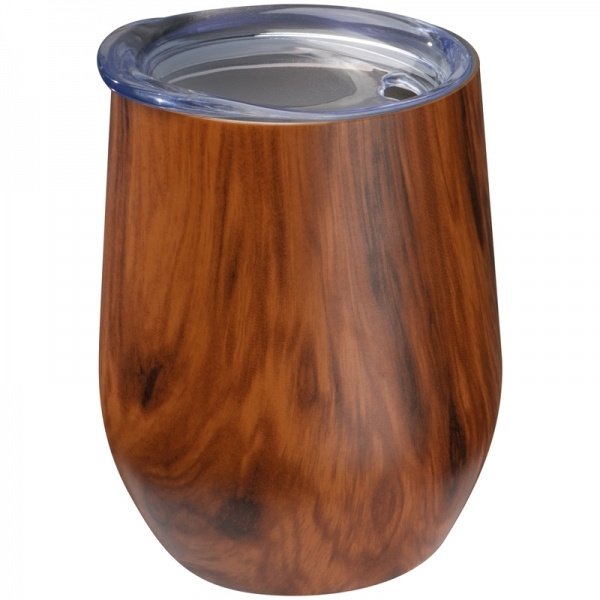 Logo trade promotional product photo of: Stainless steel mug with wooden look BRIGHTON 380 ml