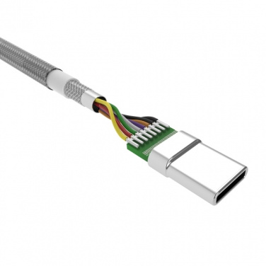 Logo trade corporate gifts image of: Nylon data transfer cable LK30 Type - C Quick Charge 3.0