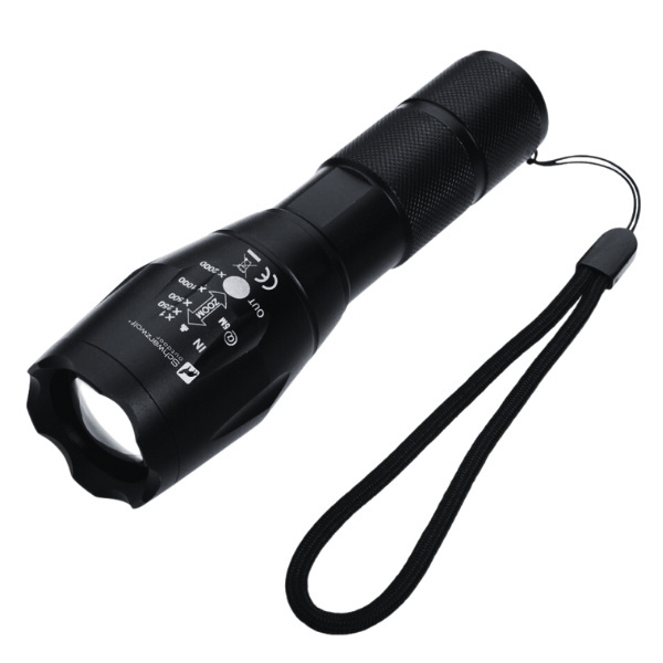 Logo trade promotional products image of: Flashlight DELGADA Schwarzwolf