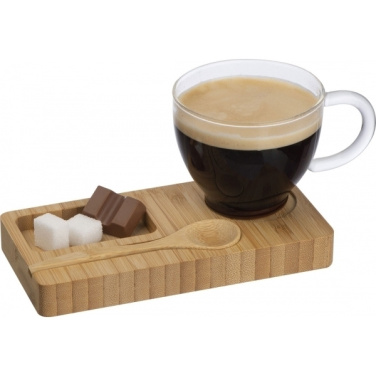 Logo trade corporate gifts image of: Tray with cup and spoon FORMOSA 150 ml