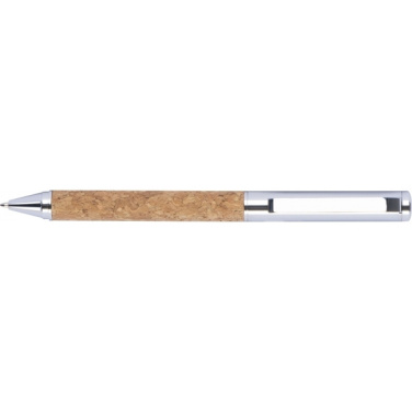 Logo trade corporate gifts image of: Twist-ballpen metal and cork LILLEHAMMER