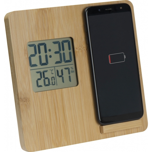 Logo trade promotional merchandise photo of: Bamboo weather station GRANADA