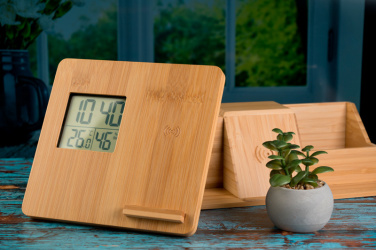 Logo trade promotional gift photo of: Bamboo weather station GRANADA