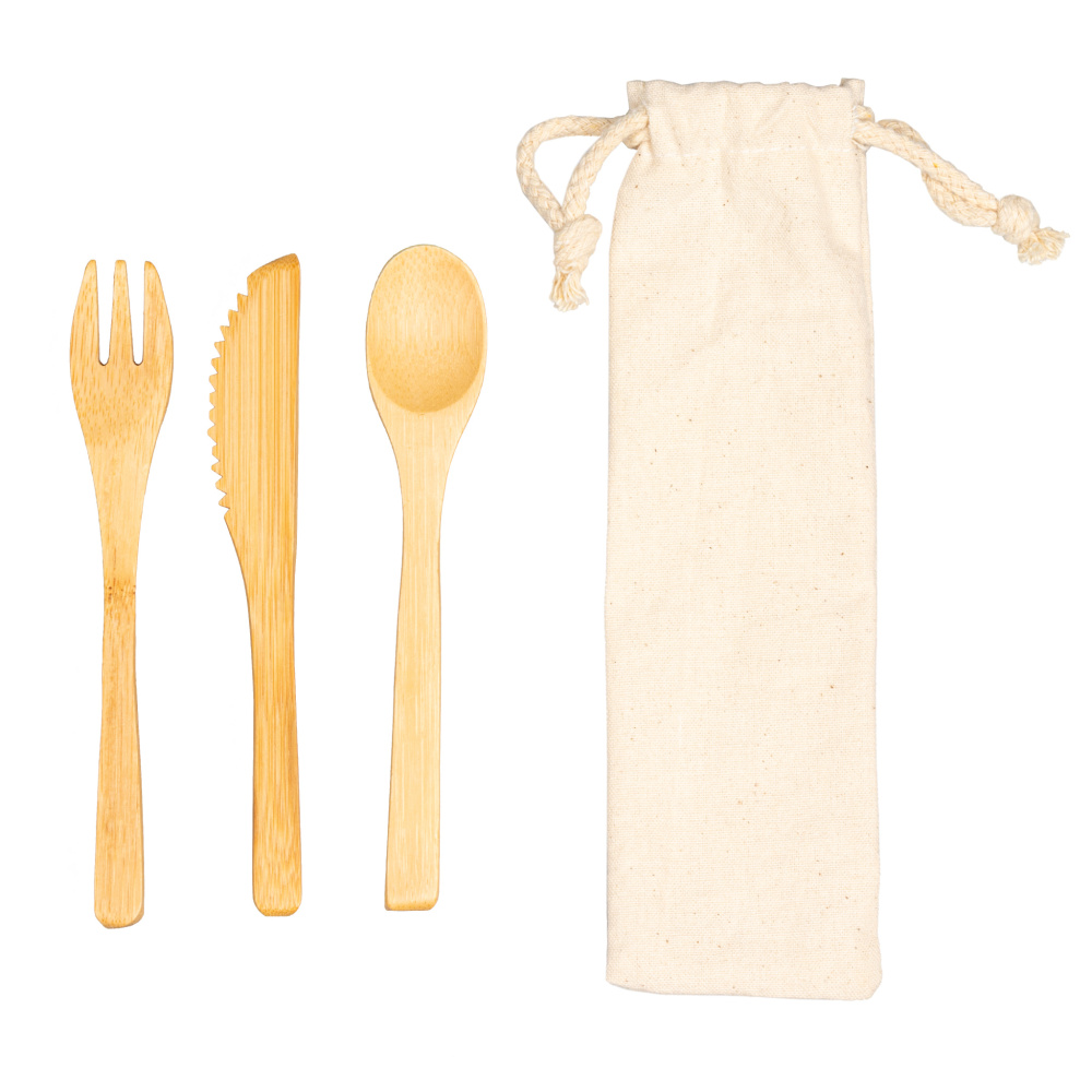 Logo trade promotional giveaway photo of: Bamboo cutlery set BONNEVILLE