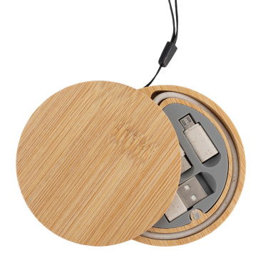 Logo trade promotional merchandise image of: 4in1 cable in wooden case, LH-ZM01