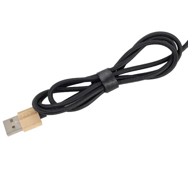 Logotrade promotional product image of: 3-in-1 cable with elighted logo in a wooden casing, LH-ZMU06