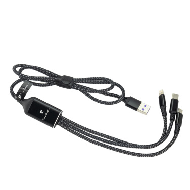 Logo trade promotional merchandise photo of: 3 in 1 cable with elighted logo Pierre Cardin