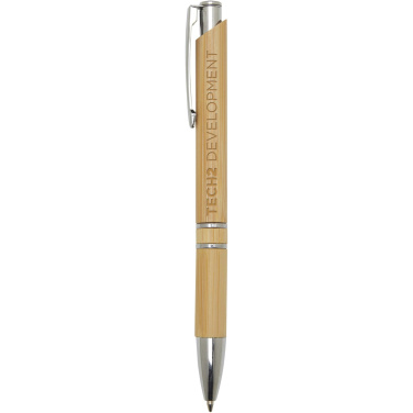 Logo trade corporate gifts image of: Wicker bamboo ballpoint pen