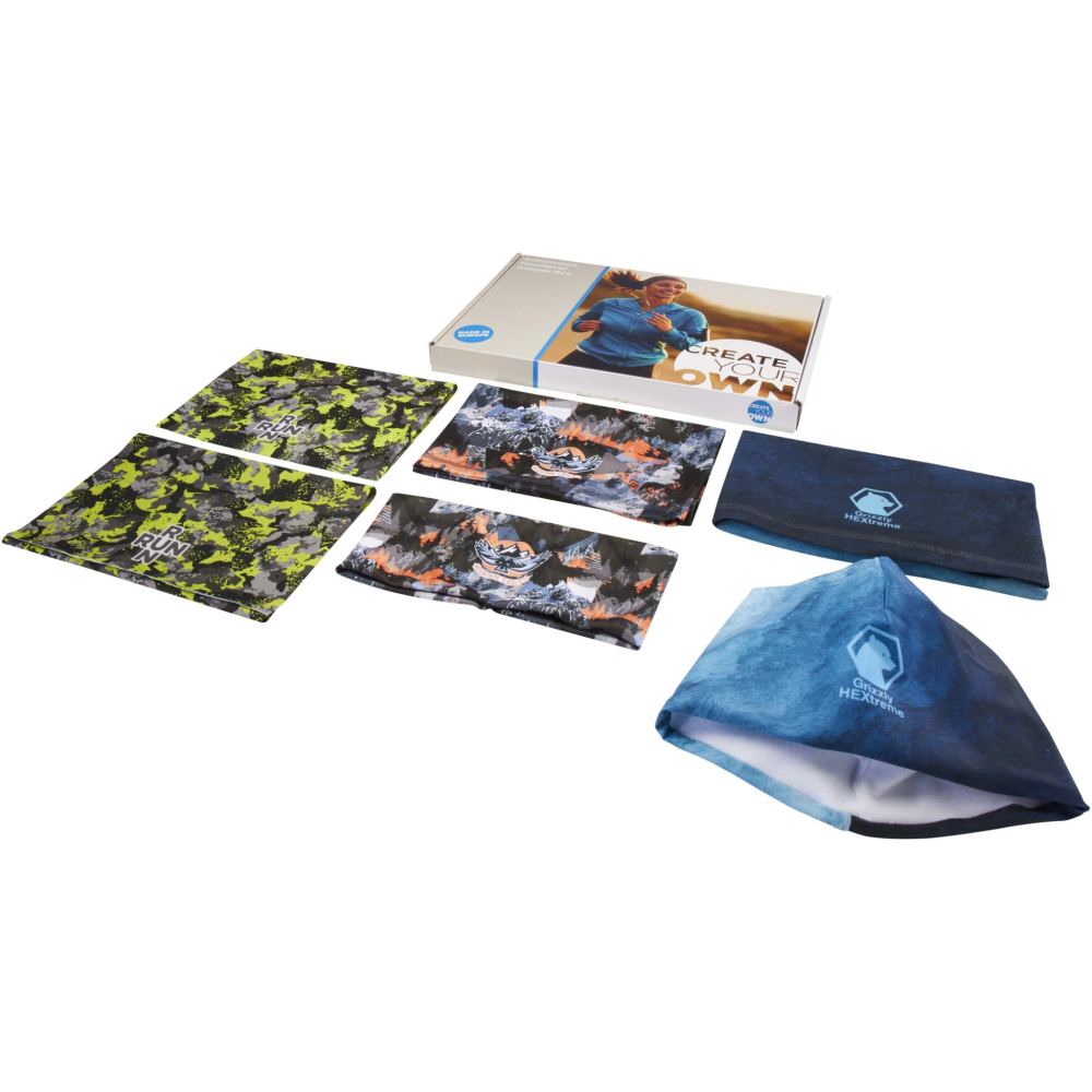 Logo trade promotional gifts image of: Sublimation headwear sample box