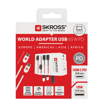 Logotrade advertising product picture of: SKROSS World Travel Adapter MUV 65W PD with USB C Cable