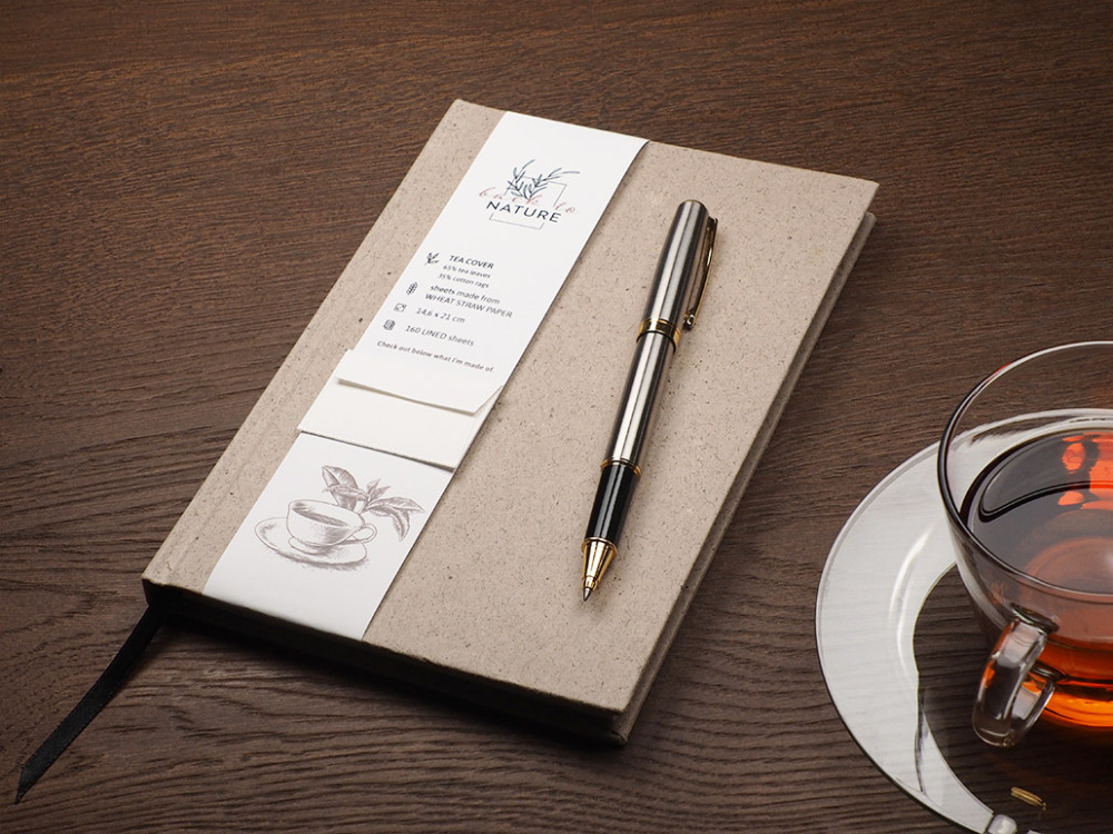 Logotrade corporate gift image of: Recycled Tea Notebook 209734000