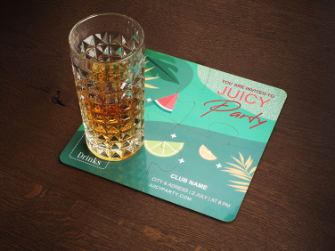 Logo trade promotional giveaway photo of: Set of 4 PUZZLE glass coasters 1835117