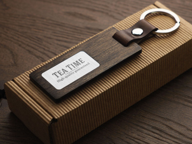 Logo trade promotional giveaways image of: Wooden keyring 1853121