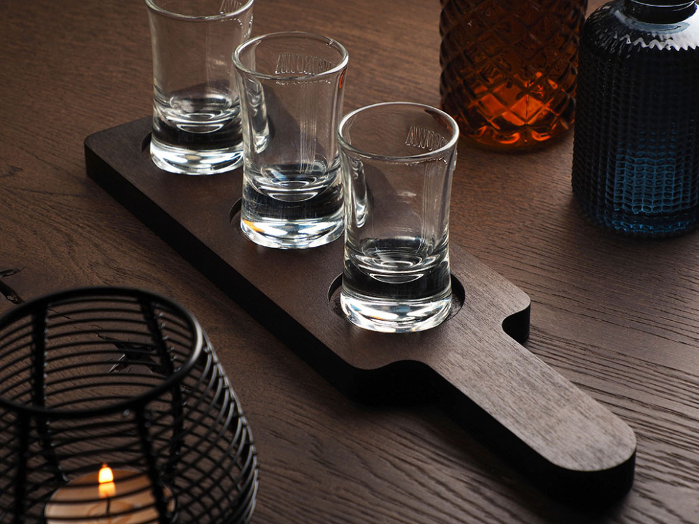 Logo trade promotional merchandise photo of: Wooden 3 Shot Serving Board 1863121