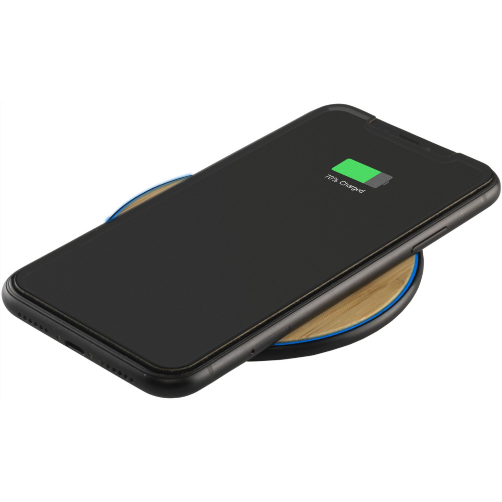 Logo trade promotional giveaways picture of: Bamboo 10W Wireless Charger wireless fast charger