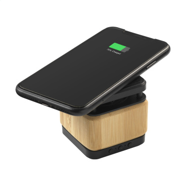 Logotrade promotional giveaway picture of: Bamboo Block Speaker with wireless charger