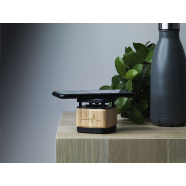 Logotrade promotional merchandise photo of: Bamboo Block Speaker with wireless charger