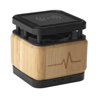 Logotrade promotional merchandise picture of: Bamboo Block Speaker with wireless charger